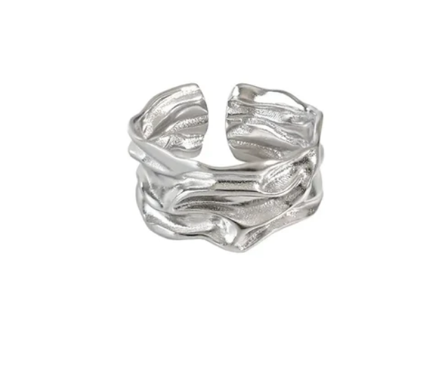 Whispering Waves trendy silver ring