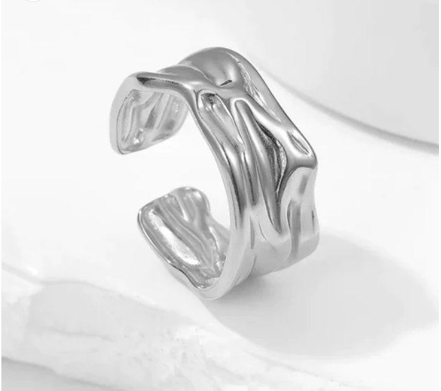 Whispering Waves trendy silver ring