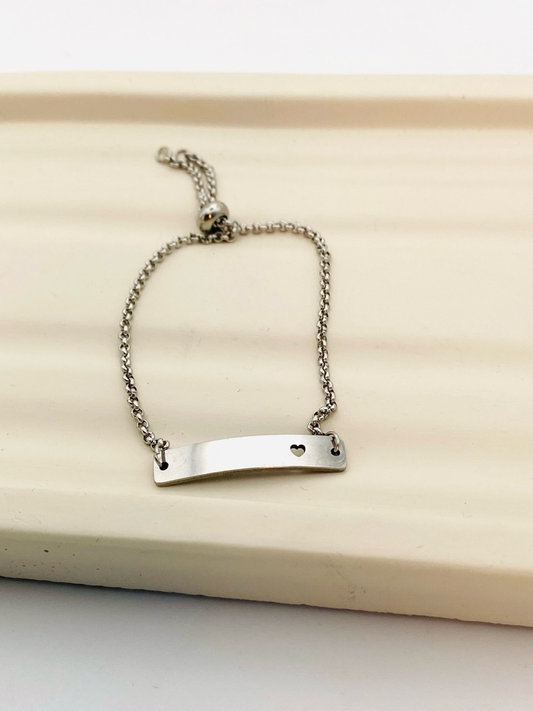 Personalized Bar Bracelet with Heart Detail