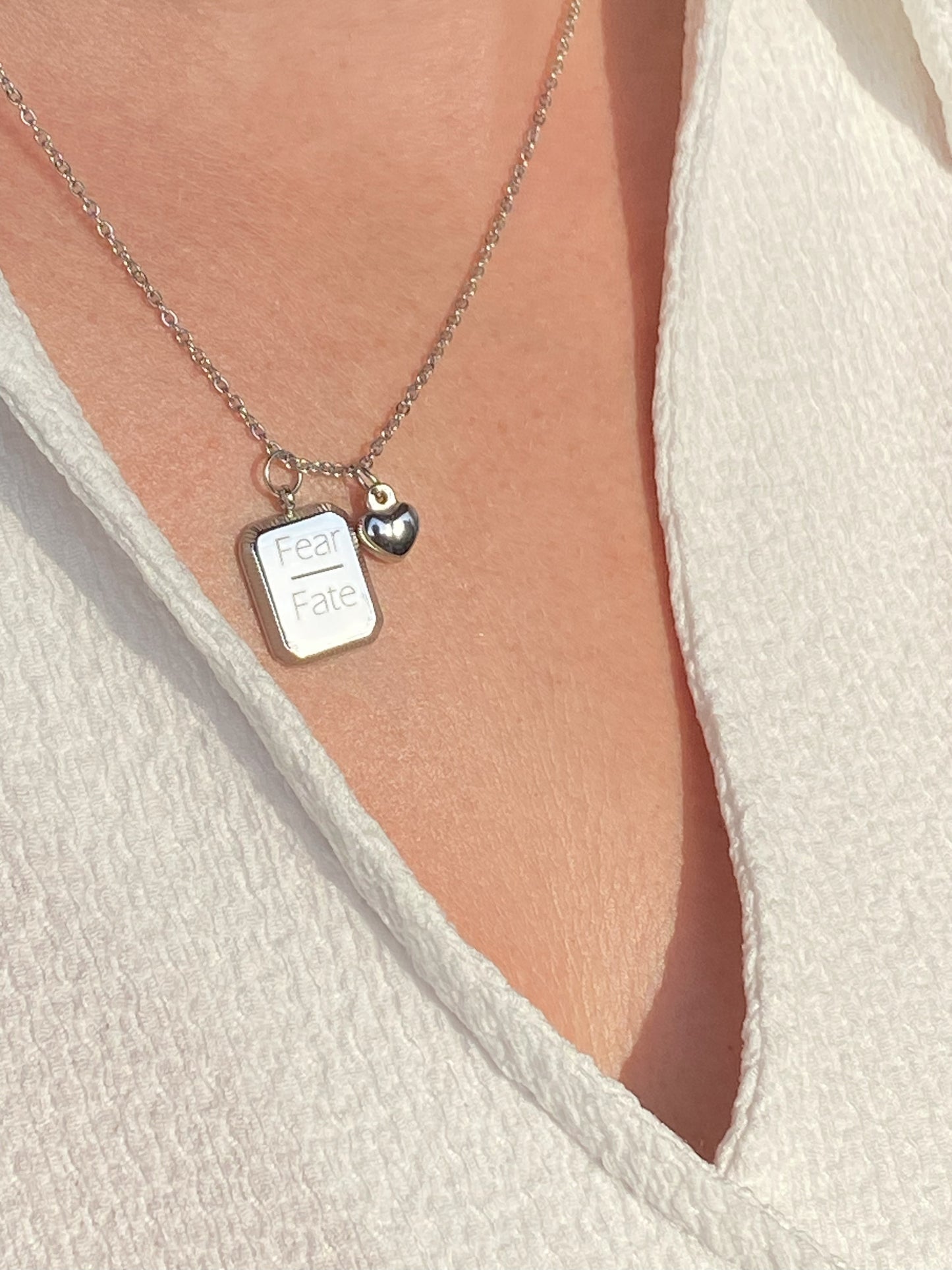 Fear / Fate Engraved Necklace – Strength in Simplicity