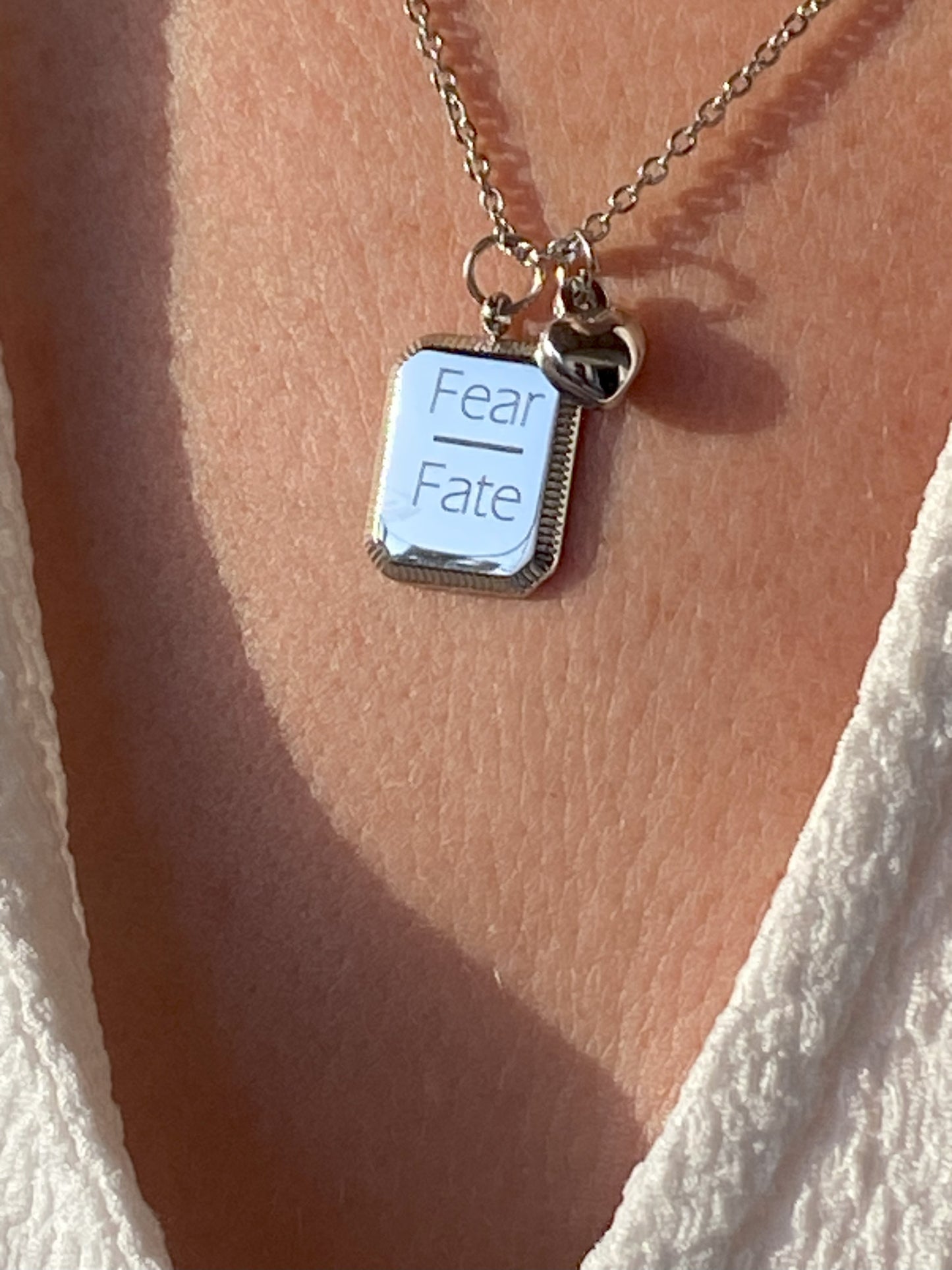 Fear / Fate Engraved Necklace – Strength in Simplicity