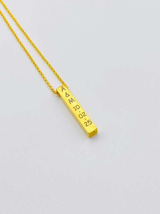 4 Sided Personalized Bar Necklace – Your Story in Every Angle