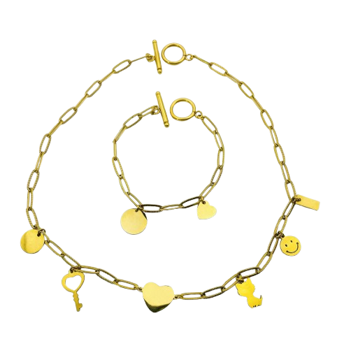 Προσωποποιημένο Σετ Κολιέ & Βραχιόλι – Ανοξείδωτο Ατσάλι