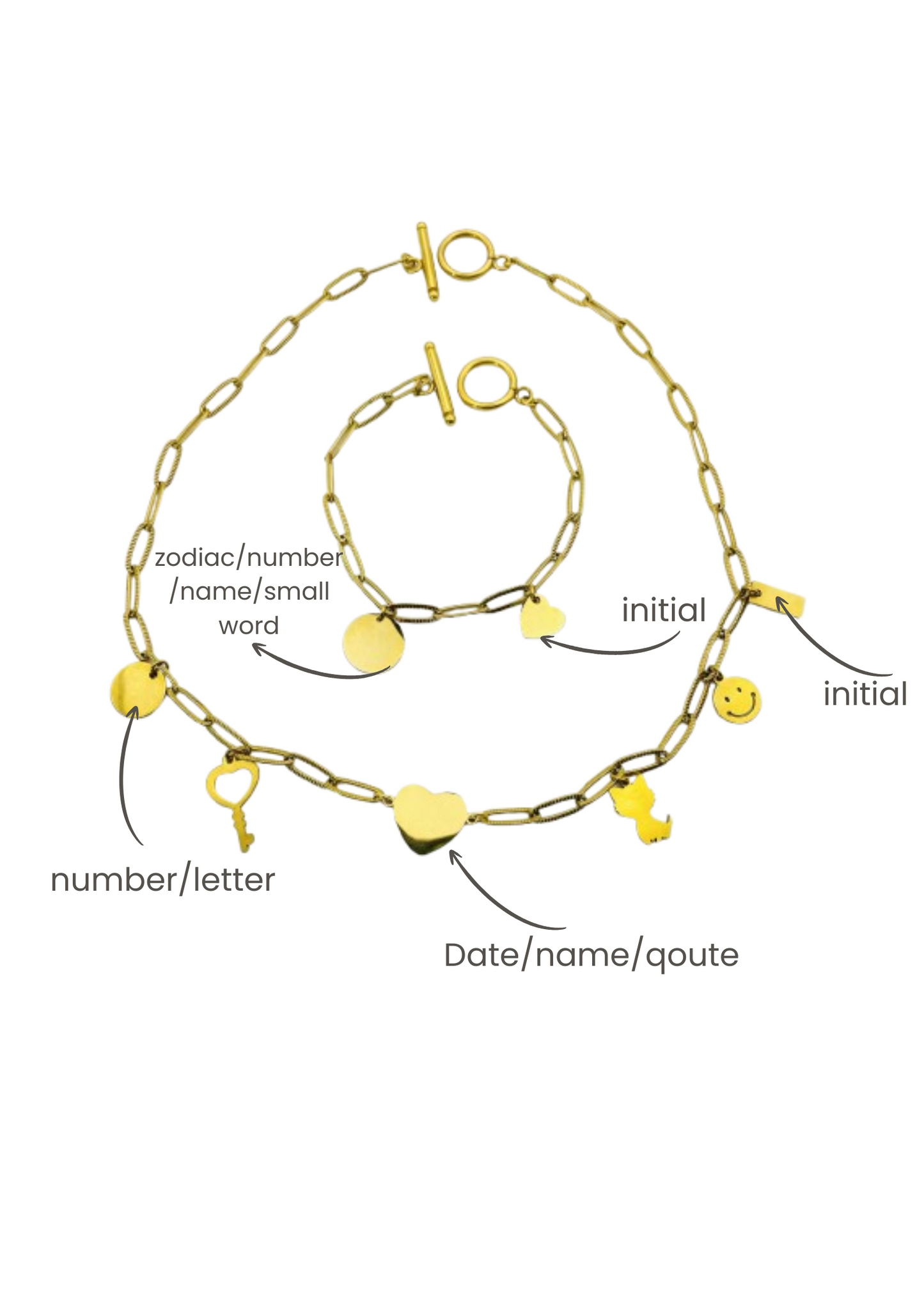 Προσωποποιημένο Σετ Κολιέ & Βραχιόλι – Ανοξείδωτο Ατσάλι