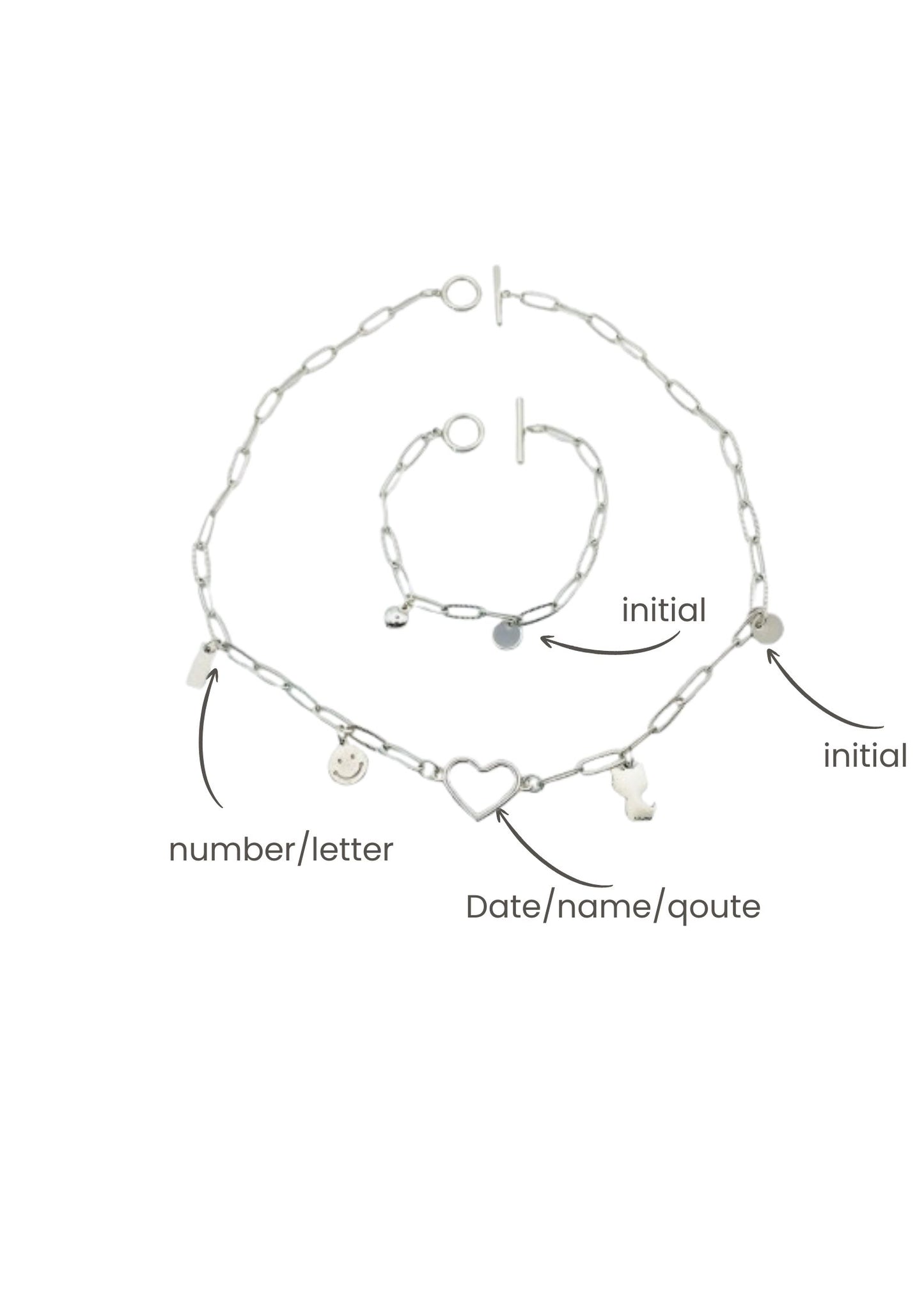 Προσωποποιημένο Σετ Κολιέ & Βραχιόλι – Ανοξείδωτο Ατσάλι